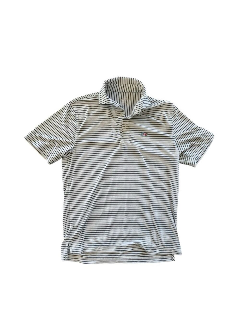 Peter Millar Crown Sport Jeep Men’s XS White Navy Stripe Performance Golf Polo
